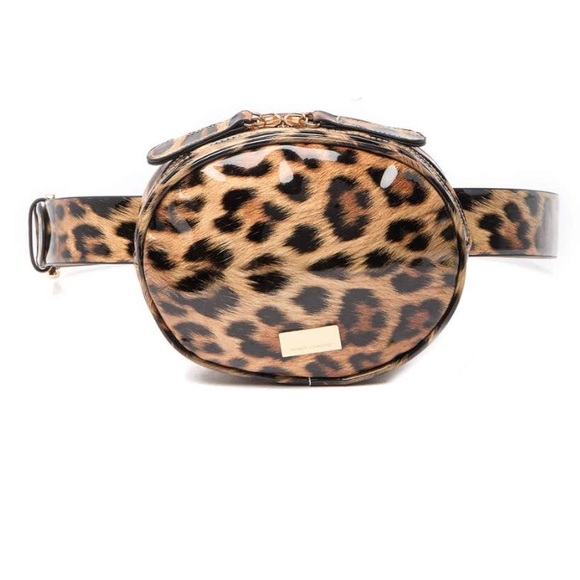 NWT VINCE CAMUTO PATRNT LEOPARD BELT BAG - Picture 1 of 9